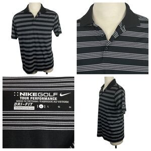 Nike‎ Golf Tour Performance Dri-Fit Striped Polo Large